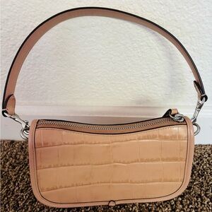 COACH Swinger 20 2way Mini Clutch Bag CP024 Buff Crocodile Embossed Leather